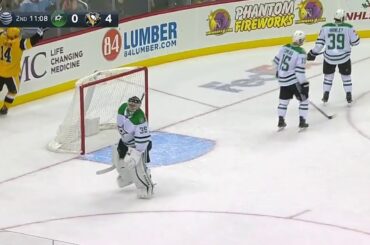 Tanner Pearson chases Anton Khudobin with rocket shot