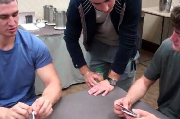 Chris Kreider and Brock Nelson open some packs of SP Authentic Hockey