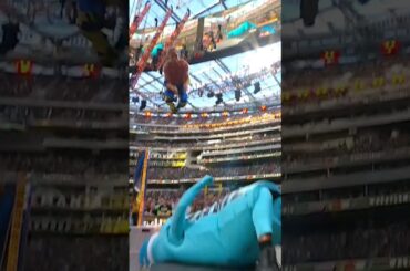 Logan Paul frog splash to KSI the PRIME bottle! #wrestlemania