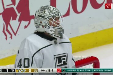 Cal Petersen makes a save on a breaking Roman Josi, then makes a key stop on the penalty shot,