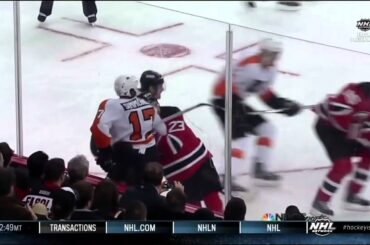 Wayne Simmonds vs David Clarkson fight 22 Jan 2013 Philadelphia Flyers vs NJ Devils NHL hockey