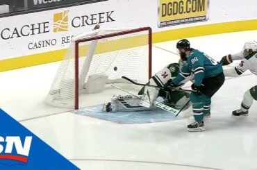 Brent Burns Chips Puck Past Defender Before Dazzling Backhanded Goal