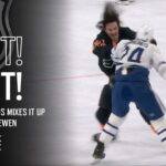 Leafs' Wayne Simmonds pummels Flyers' Zack MacEwen in heavy weight matchup