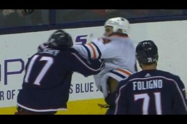 Blue Jackets’ Dubinsky slow to leave the ice after punch from Oilers’ Kassian
