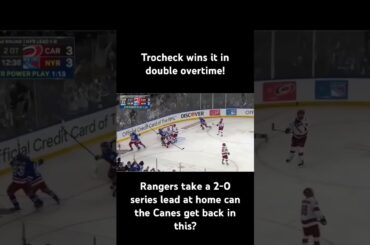 Vincent Trocheck powerplay goal wins it in double overtime for the Rangers! #rangers #canes