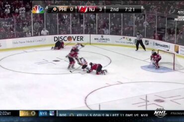Brayden Schenn hit on Anton Volchenkov 22 Jan 2013 Philadelphia Flyers vs NJ Devils NHL hockey