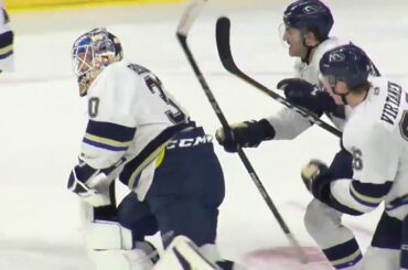 Jets' Goalie Prospect Mikhail Berdin Scores and Finishes with an Unreal Celly