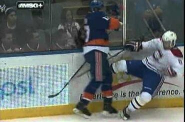 Matt Martin drills Jaroslav Spacek