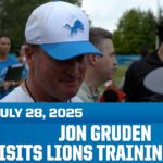 Jon Gruden visits the Detroit Lions Training Camp