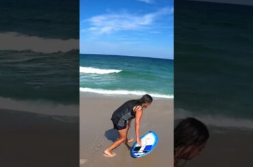 Skimboarder gives up 😲😲            #beach #skimming #skimboarding #skimboard #surfing #gopro #fail