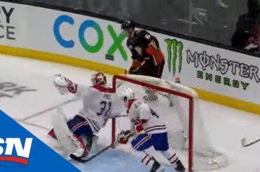 Carey Price Gives Away Puck and Stumbles Trying To Get Back In Net On Adam Henrique Goal