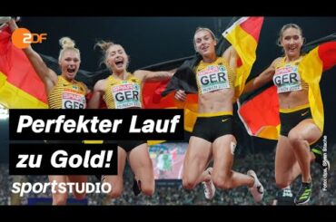 Deutsche 4x100-m-Staffel läuft zum EM-Titel | European Championships München | sportstudio