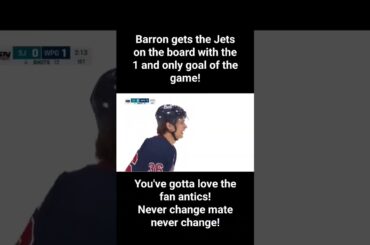 Morgan Barron deflects puck past Kahkonen for game winning goal against Sharks! #nhlhighlights #jets