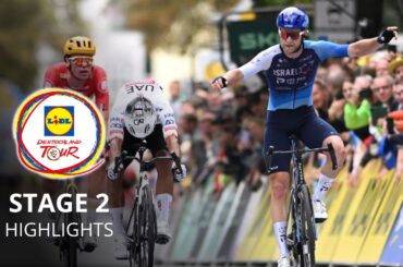 Lidl Deutschland Tour 2025 - Stage 2 Highlights - Crazy finish, Riley Sheehan does an "Alaphilippe"