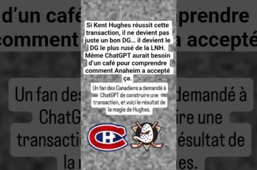 NHL TRADE OFFER 🤣 MTL VS ANH 🤣 Demandé à ChatGPT assurément un fandes Canadiens 🤣🤣 #nhl #hockey
