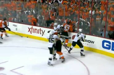 Brayden Schenn hits Paul Martin Round 1 Game 3 Flyers vs Penguins