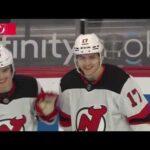 Yegor Sharangovich scores another goal vs Flyers from Jack Hughes pass (2021)