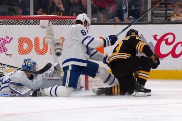 Frederik Andersen extends left pad for terrific save on Marchand