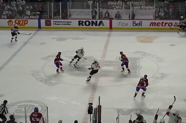 Ryan Schmelzer of the Utica Comets scores vs. Laval Rocket in game 1 of Calder Cup playoffs 4/19/23