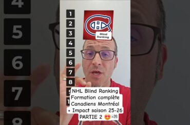 NHL Blind Ranking Formation complète Canadiens Montréal + Impact saison 25-26 PARTIE 2 🤩 #lnh #nhl