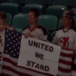 NJ DEVILS & NY RANGERS STAND UNITED ON THE MSG RED LINE DIRECTLY AFTER 9/11/2001 #NJDevils #NYR