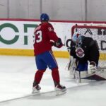 Kevin Mandolese sur la glace avec les recrues du CH