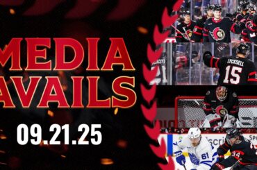 Ridly Greig, Arthur Kaliyev, Linus Ullmark, Olle Lycksell, Travis Green Postgame Media vs TOR