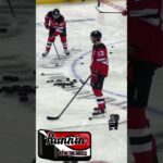 Nico Hischier & Jack Hughes Puckhandle During NJ Devils Warmups #njdevils #short #shortsvideo