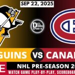 PITTSBURGH PENGUINS VS MONTREAL CANADIENS 🏒 NHL Live Scoreboard & Play-by-Play - SEP 22, 2025