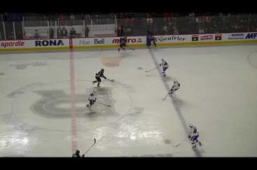 Scott Sabourin of the Belleville Senators scores vs. the Laval Rocket 12/10/22