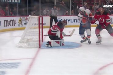 Emil Heineman scores a goal against the New Jersey Devils