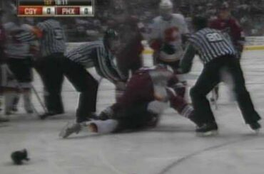 Mark Giordano vs Daniel Carcillo Oct 25, 2008