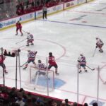 Nico Hischier scores a powerplay goal against the New York Islanders