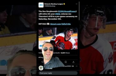OHL Soo Greyhounds will retire Joe Thornton’s #19 after an astounding 24-year NHL career
