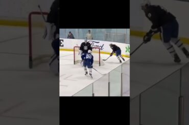 William Nylander and Chris Tanev in a battle drill. Willy’s goal at the end is smooth.