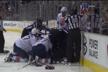 Drew Doughty goes Rob Blake on Taylor Hall [Dual-Feed] {HD}