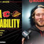 Boeser, Myers & Adam Foote Pre-Game Media Availabilities | Canucks vs. Flames (Oct. 9, 2025)
