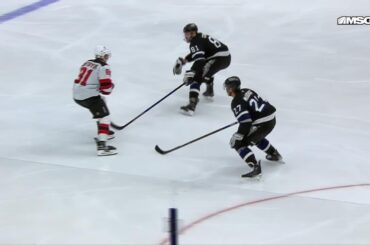 Connor Brown scores a goal against the Tampa Bay Lightning