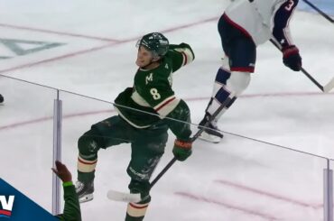 Wild's Zeev Buium Rips Home His First Career NHL Goal Vs. The Blue Jackets