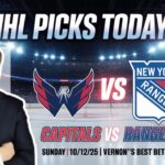 NHL Picks TODAY! Washington Capitals vs New York Rangers - NHL Pick Today l Sunday 10/12/25