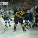 David Pastrnak hits Nikita Kucherov 10/13/25