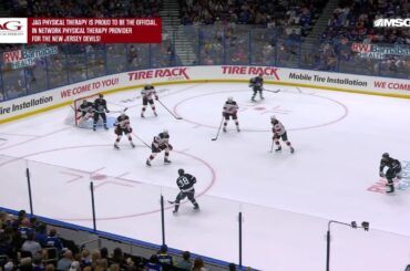 Ryan McDonagh scores a goal against the New Jersey Devils