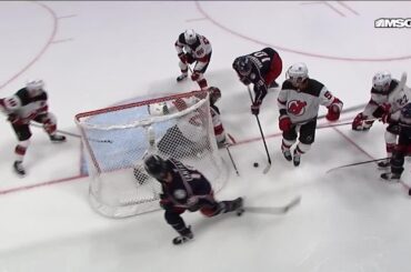 Dmitri Voronkov scores a goal against the New Jersey Devils