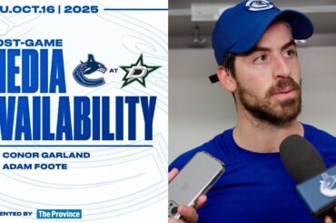 Conor Garland & Head Coach Adam Foote Post-Game Media | Canucks at Stars (Oct 16, 2025)