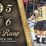 HIGHLIGHTS | Vegas Golden Knights 6, Boston Bruins 5 | Oct. 16, 2025