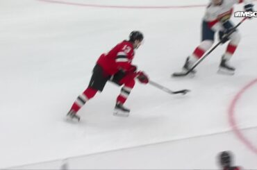 Nico Hischier scores a goal against the Florida Panthers