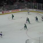 Abbotsford Canucks' Ty Young makes a nice save vs. Lucas Condotta of the Laval Rocket 10/17/25