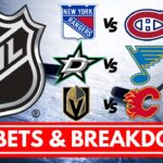 NHL Saturday Slate Expert Picks | Knights vs Flames | Canadiens vs Rangers | Stars vs Blues