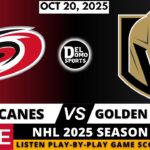 CAROLINA HURRICANES VS VEGAS GOLDEN KNIGHTS 🏒 NHL 2025-26 Season Game Score Play-by-Play
