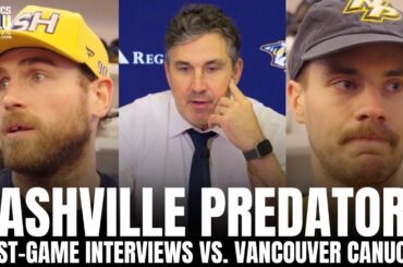 Ryan O’Reilly, Juuse Saros, Cole Smith, Nick Perbix & Andrew Brunette Recap Preds Win vs. Vancouver